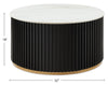 Kort & Co. Capri 32” Modern Round Coffee Table with White Sintered Stone Top and Casters - Black and Gold | Table à café ronde moderne Capri de Kort & Co. de 32 po avec dessus en pierre frittée blanche et roulettes - noire et dorée