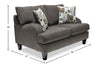 Made in Canada Nofia 58" Chenille Fabric Loveseat with Two Accent Pillows and Wood Legs - Charcoal Grey | Causeuse Nofia de 58 po fabriquée au Canada en tissu de chenille avec 2 coussins décoratifs et pattes en bois - gris anthracite