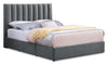 Amos Upholstered Storage Bed Base in Charcoal Fabric with 3 Built-in Drawers  - Full Size | Base de lit de rangement Amos rembourrée en tissu anthracite avec 3 tiroirs intégrés - format lit double