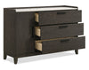Sable Bedroom 3-Drawer Dresser with Storage Cabinet, 59"W x 37"H - Dark Grey | Commode de chambre à coucher Sable de 59 po (L) x 37 po (H) à 3 tiroirs avec armoire de rangement - gris foncé