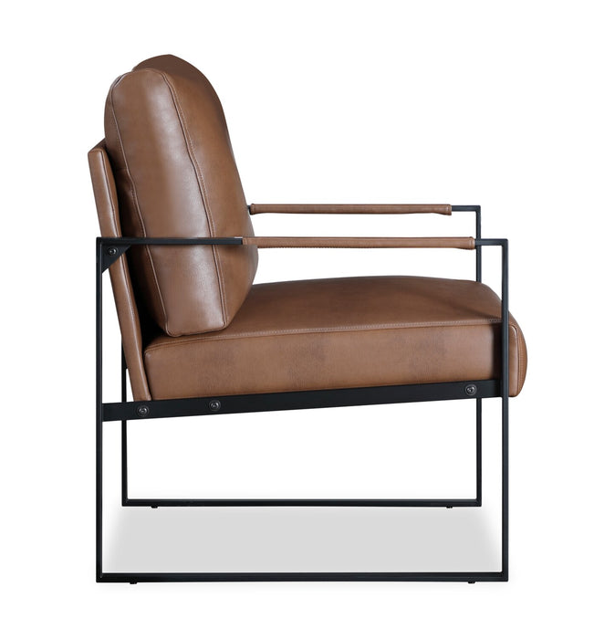Nico 24.75\" Faux Leather Accent Chair with Metal Legs - Brown 