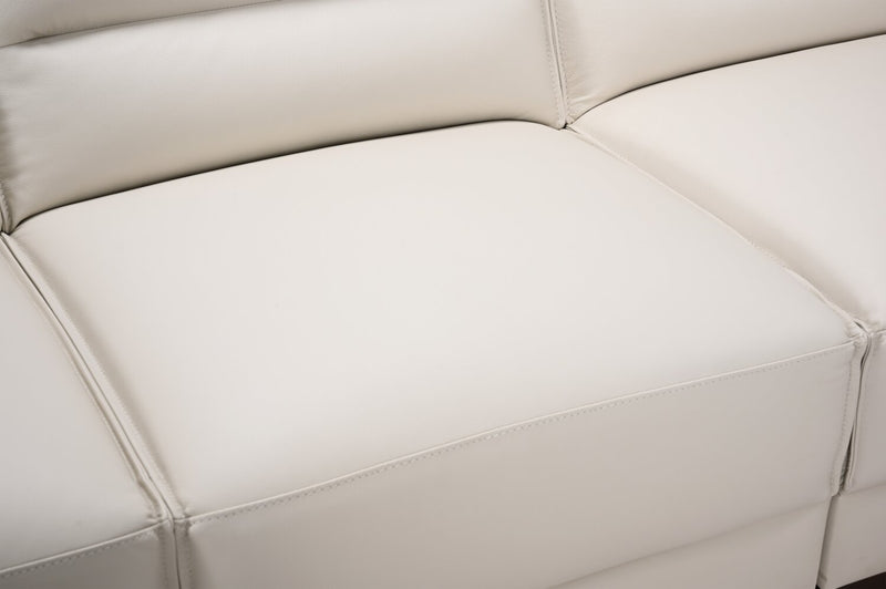Citadel 3-Piece Right-Facing Top-Grain Genuine Leather Sectional with Wood Legs - Frost White