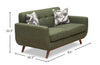 Kort & Co. Freeman 63" Linen-Look Fabric Loveseat with Wood Legs and Tufted Back Cushions - Avocado Green | Causeuse Freeman de Kort & Co. de 63 po en tissu d’apparence lin avec pattes en bois et coussins de dossier capitonnés - vert avocat