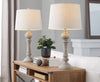Orson 32" Farmhouse Table Lamp with Oat Linen Shade - Grey | Lampe de table champêtre Orson de 32 po avec abat-jour en lin de couleur avoine - grise