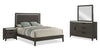 Sable 6pc Bedroom Set with Bed, Dresser, Mirror & Nightstand, Dark Grey - Queen Size | Ensemble de chambre à coucher Sable gris foncé 6 pièces avec lit, commode, miroir et table de nuit - format grand lit