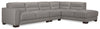 Citadel 3-Piece Right-Facing Top-Grain Genuine Leather Sectional with Wood Legs - Grey | Sofa sectionnel de droite Citadel 3 pièces en cuir véritable de qualité supérieure avec pattes en bois - gris