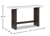 Warwick 52” Solid Wood and Marble Sofa Table – White and Brown Oak | Table de salon Warwick de 52 po en bois massif et en marbre - blanche et chêne brun