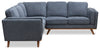 Kort & Co. Kassia 2-Piece Linen-Look Fabric Sectional with Wood Base and Legs - Blue | Sofa sectionnel Kassia de Kort & Co. 2 pièces en tissu d’apparence lin avec base et pattes en bois - bleu