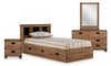 Driftwood Mates Bed 6pc Set with Storage Headboard, Dresser, Mirror & Nightstand, Brown - Full Size | Ensemble lit matelot Driftwood 6 pièces avec tête de lit de rangement, commode, miroir et table de nuit, brun - format lit double