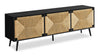Jersey 71" Tv Stand with Seagrass-Look Cabinet Doors for TVs up to 70" - Black | Meuble pour téléviseur Jersey de 71 po avec portes d’armoires d’apparence ruppie maritime pour téléviseurs jusqu’à 70 po - noir