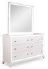 Halo Bedroom Dresser Mirror with LED Light, Glam - White | Miroir de commode de chambre à coucher somptueux Halo avec éclairage à DEL - blanc