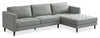 Metro 2-Piece Right-Facing Fabric Sectional with Chaise and Tufted Seat Cushions - Grey | Sofa sectionnel de droite Metro 2 pièces en tissu avec fauteuil long et coussins de siège capitonnés - gris