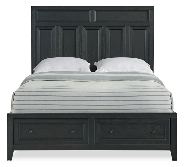 Casa 5pc Bedroom Set with Bed, Dresser & Mirror, Wood, Black - Queen Size