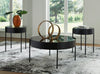 Moira 36” Modern 3-Pack Round Coffee + 2 End Tables - Black | Ensemble de 3 tables modernes Moira de 36 po, table à café et 2 tables de bout - noir