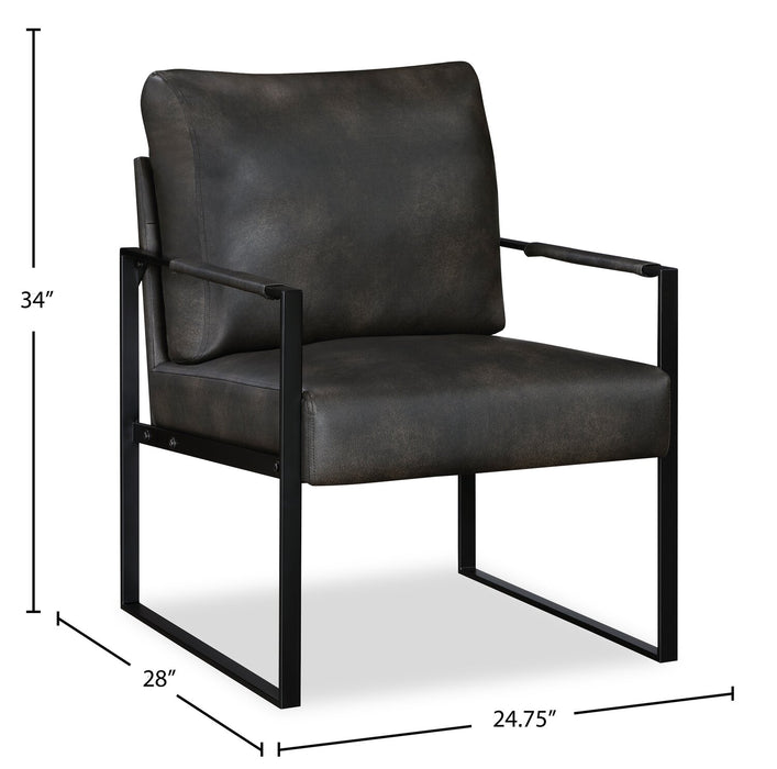 Nico 24.75\" Faux Leather Accent Chair with Metal Legs - Dark Grey
