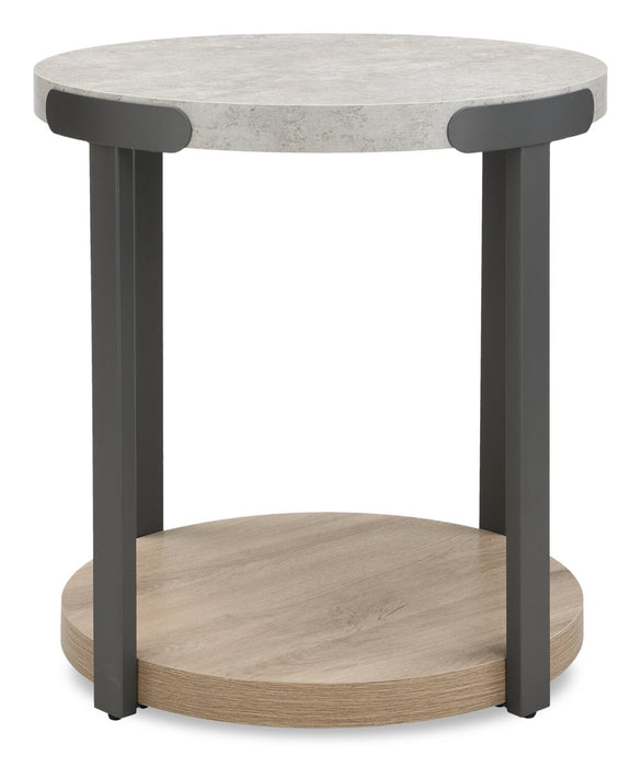 Felicity 22\" Round End Table with Shelf - Grey
