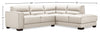 Citadel 2-Piece Right-Facing Top-Grain Genuine Leather Sectional with Wood Legs - Frost White | Sofa sectionnel de droite Citadel 2 pièces en cuir véritable de qualité supérieure avec pattes en bois - blanc givré