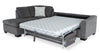 Aubrey 114" Left-Facing Chenille Fabric Eurostyle Queen Sofa Bed Sectional with Wooden Legs – Grey | Sofa-lit sectionnel de gauche avec grand lit Aubrey de 114 po de style européen en tissu de chenille avec pattes en bois - gris