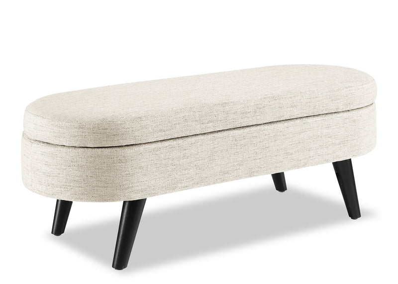 Montreal 43.5\" Oval Fabric Storage Ottoman - White