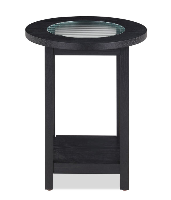 Dalton 18\" Chairside Table with Glass Top – Black 