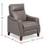 Natalie 32.5" Top-Grain Genuine Leather Pushback Reclining Chair with Wood Legs - Grey | Fauteuil à inclinaison par poussée Natalie de 32,5 po en cuir véritable de qualité supérieure avec pattes en bois - gris