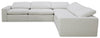 Sky Modular 5-Piece Fabric Power Reclining Sectional with Removable Feather Down Cushions - Nathan Wheat | Sofa sectionnel à inclinaison électrique modulaire Sky 5 pièces en tissu avec coussins amovibles en duvet et plumes - blé Nathan