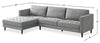 Metro 2-Piece Left-Facing Fabric Sectional with Chaise and Tufted Seat Cushions - Grey | Sofa sectionnel de gauche Metro 2 pièces en tissu avec fauteuil long et coussins de siège capitonnés - gris