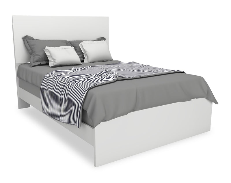 Riley 6pc Bedroom Set with Panel Bed, Dresser, Mirror & Nightstand, Made in Canada, White - Full Size