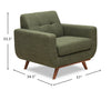 Kort & Co. Freeman 37" Linen-Look Fabric Chair with Wood Legs and Tufted Back Cushion - Avocado Green | Fauteuil Freeman Kort & Co. de 37 po en tissu d’apparence lin avec pattes en bois et coussin de dossier capitonné - vert avocat