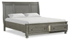 Chelsea 5pc Bedroom Set with Storage Bed, Dresser & Mirror, Grey - King Size | Ensemble de chambre à coucher Chelsea 5 pièces gris avec lit de rangement, commode et miroir - format très grand lit