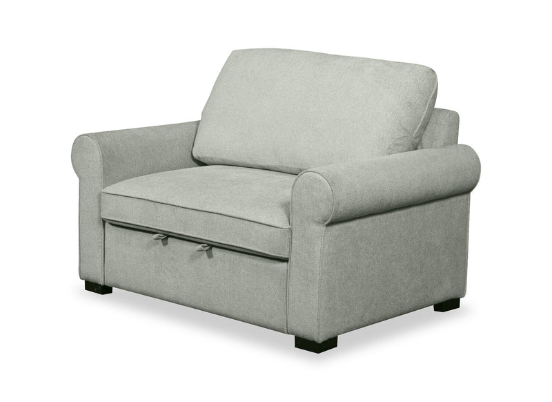 Scott Living Haven 55\" Chenille Fabric Sleeper Chair with Wood Legs - Seafoam Blue