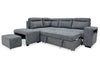 Coast 3-Piece Left-Facing Fabric Sleeper Sectional with Storage and Ottoman - Smoke | Sofa-lit sectionnel de gauche Coast 3 pièces en tissu avec rangement et pouf - fumée