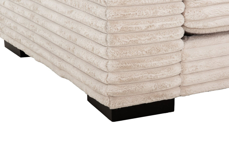 Alto 2-Piece Ultra Plush Faux Fur Fabric Sectional with Dual Cupholders, USB Ports and 4 Accent Pillows - Mink Taupe