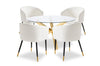 Gem 5pc Dining Set with Table & 4 Chairs, Glass Top & Metal Base, 55"W Round - Gold & White | Ensemble de salle à manger Gem 5 pièces avec table ronde de 55 po (L), dessus en verre, base en métal et 4 chaises - doré et blanc