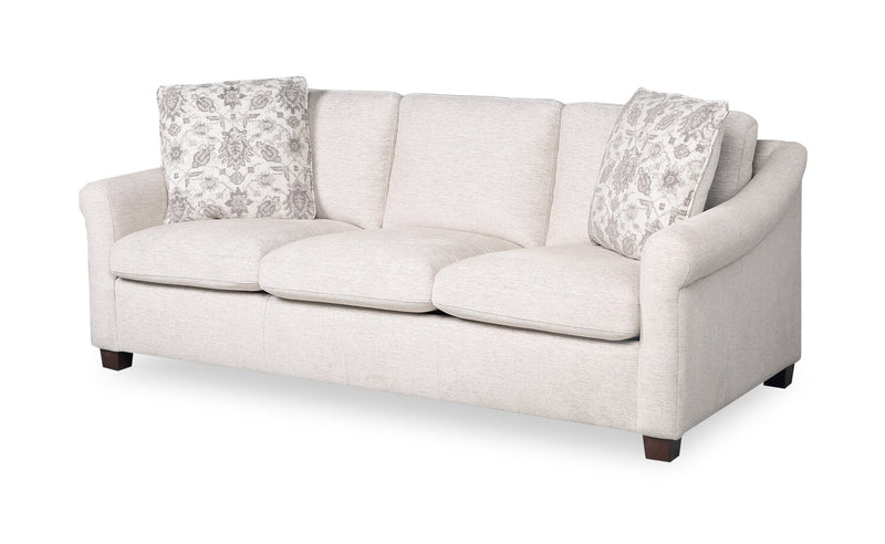 Mallie 84\" Chenille Fabric Sofa with Rolled Arms and Wood Legs - Shell White