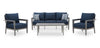 Barrie 4-Piece Outdoor Patio Set with Sofa, 2 Chairs and Table - Aluminum, UV & Weather Resistant  - Blue & Grey | Ensemble Barrie 4 pièces pour la terrasse à l’extérieur avec sofa, 2 fauteuils et table - aluminium - bleu et gris