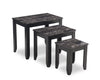 Roma  25" 3-Piece Nesting Tables with Shelf - Black Marble Look | 3 tables gigognes Roma de 25 po avec tablette - imitation de marbre noire
