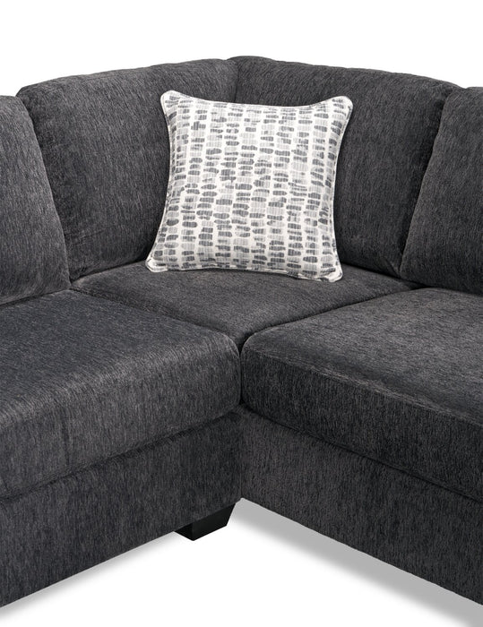 Made in Canada Morgan 2-Piece Left-Facing Chenille Fabric Sofa Bed Sectional with Accent Pillows - Grey