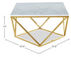 Amanda 31.5" Modern Square Coffee Table - White Marble Top with Gold Metal Base | Table à café carrée moderne Amanda de 31,5 po - dessus en marbre blanc avec base en métal doré