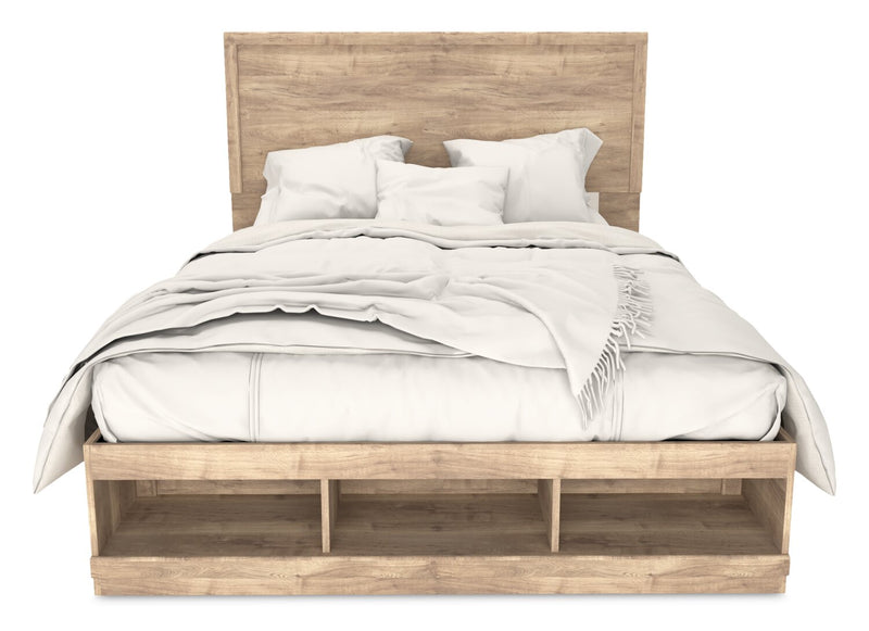 Oakley 5pc Bedroom Set with Storage Bed, Dresser & Mirror, Made in Canada, Natural - Queen Size