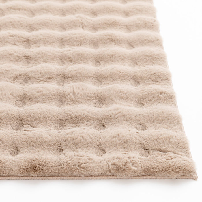 Dream Step Memory Foam Bubble Taupe Faux Fur Area Rug  - 5' x 7'
