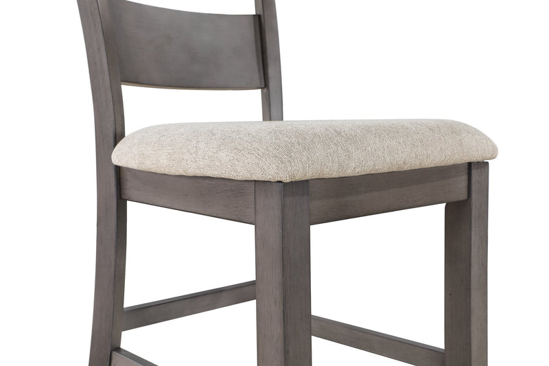 Krew Counter-Height Dining Chair with Polyester Fabric, Ladder Back, Melamine - Grey