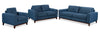 River 63.3" Linen-Look Fabric Loveseat with Wood Base and Legs - Blue | Causeuse River de 63,3 po en tissu d’apparence lin avec base et pattes en bois - bleue