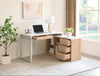 Owen 55" Reversible Corner Office Desk with 4-Drawers & Cubbies – Faux White Marble and Weathered White | Bureau en coin réversible Owen de 55 po avec 4 tiroirs et compartiments - imitation de marbre blanc et blanc vieilli