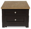 Wells 46" Solid Wood Lift Top Coffee Table with Storage and Casters - Two Tone Brown | Table à café Wells de 46 po en bois massif avec dessus relevable, rangement et roulettes - deux teintes de brun