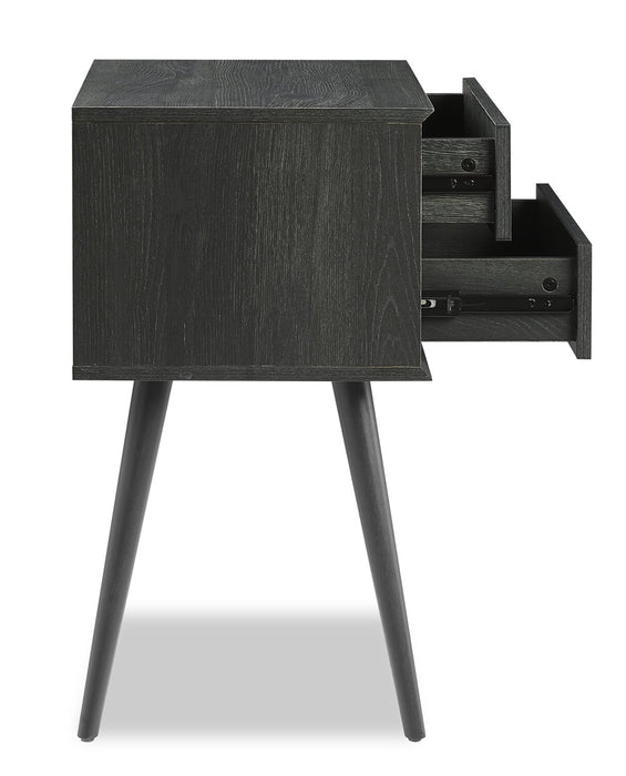 Mori Bedside 2-Drawer Nightstand, 18\"W x 25.75\"H - Black