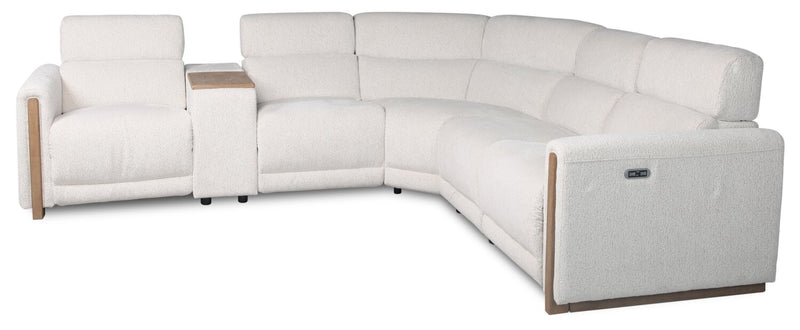 Sable Modular 6-Piece Chenille Fabric Power Reclining Sectional with Power Headrests and USB Port - Alabaster White