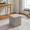 Yukon 17" Square Storage Fabric Ottoman - Grey Striped | Pouf de rangement carré Yukon de 17 po en tissu - rayé gris