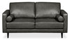 Edge 70" Genuine Leather Loveseat with Wood Legs and Removable Back Cushions - Grey | Causeuse Edge de 70 po en cuir véritable avec pattes en bois et coussins de dossier amovibles - grise