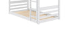 Gemma Twin Over Twin House Bunk Bed with Roof, Built-in Ladder & Guardrails for Kids - White | Lits simples superposés Gemma en forme de maison avec toit, échelle intégrée et garde-corps pour enfants - blancs